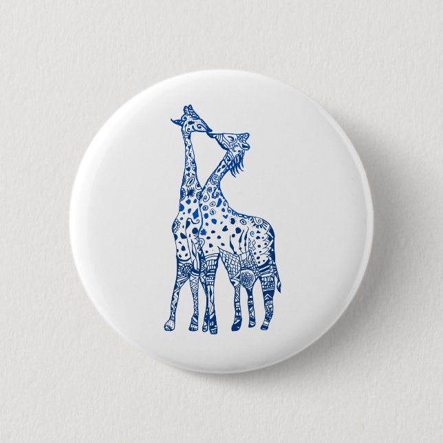 Giraffes Kiss Round Badge (Front)