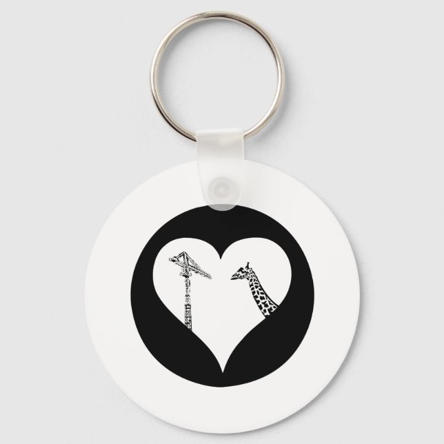 Giraffes Love Cranes Key Ring (Front)