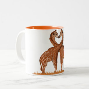 Giraffes Love Heart Mugs