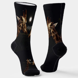 Giraffes Love In The Moonlight, Crew Socks