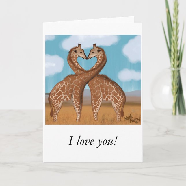 Giraffes Love Valentines Cards (Front)