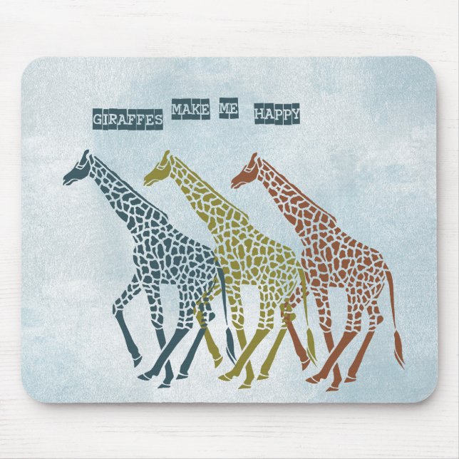 Giraffes Make Me Happy Mouse Mat (Front)
