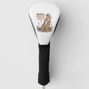 Giraffes Make Me Happy Vintage Floral Shirt Design Golf Head Cover