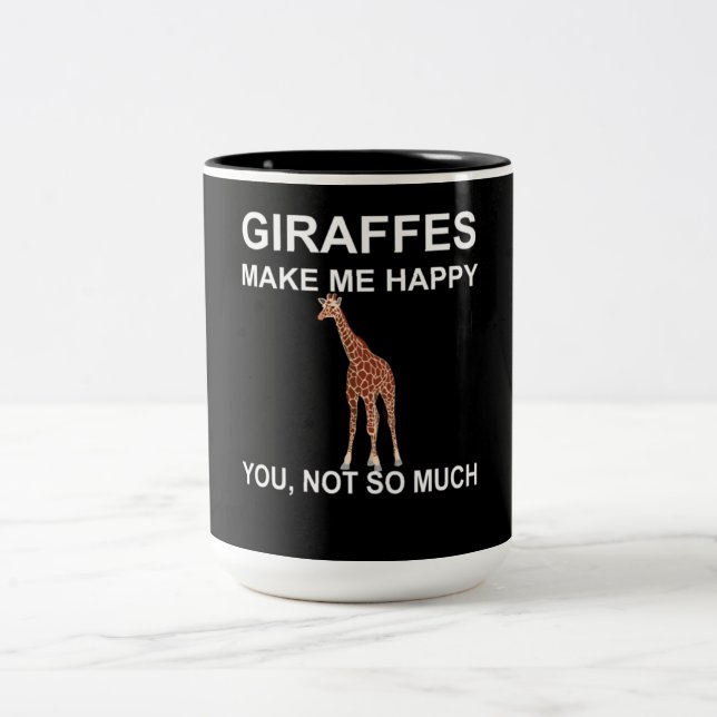 Giraffes Make Me Happy you not so much Two-Tone Coffee Mug (Center)