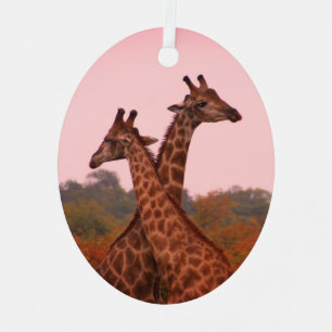 Giraffes Metal Tree Decoration
