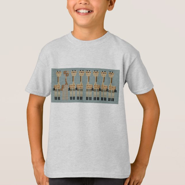 GIRAFFES on Blue T-Shirt (Front)