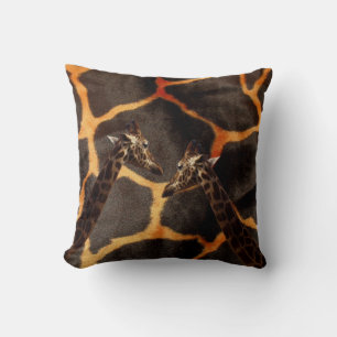 Giraffes On Exotic Giraffe Background, Cushion