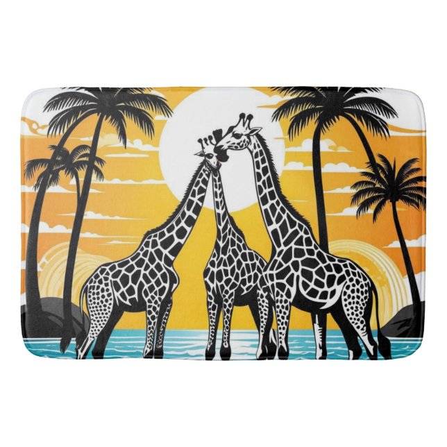 Giraffes on the Beach  Bath Mat (Front)