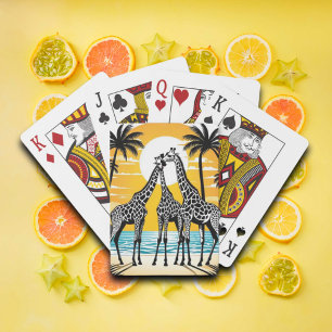 Giraffes on the Beach Playing Cards