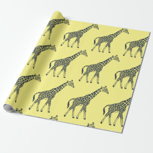 Giraffes on Yellow Wrapping Paper