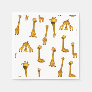 Giraffes Pattern Cute Minimalist Baby Shower Napkin