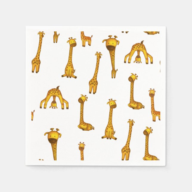 Giraffes Pattern Cute Minimalist Baby Shower Napkin (Front)
