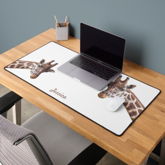 Giraffes Photo Design Personalised Name Desk Mat (Office 2)