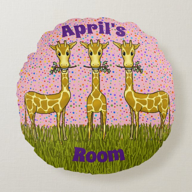 Giraffes Round Pillow (Front)