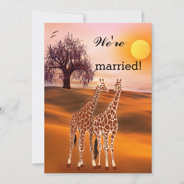 Giraffes Safari Zoo Post Wedding Invitation (Front)