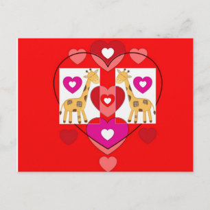 Giraffes with hearts. postcard
