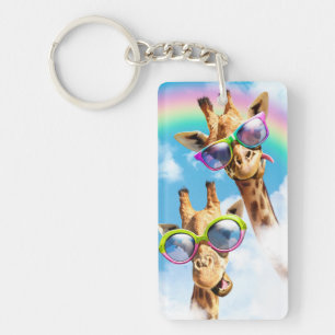 Giraffes With Sunglasses Key Ring