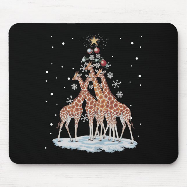 Giraffes Xmas Tree Giraffe Christmas Tree Merry Ch Mouse Mat (Front)