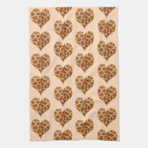 Giraffic Hearts Tiled Pattern Tea Towel