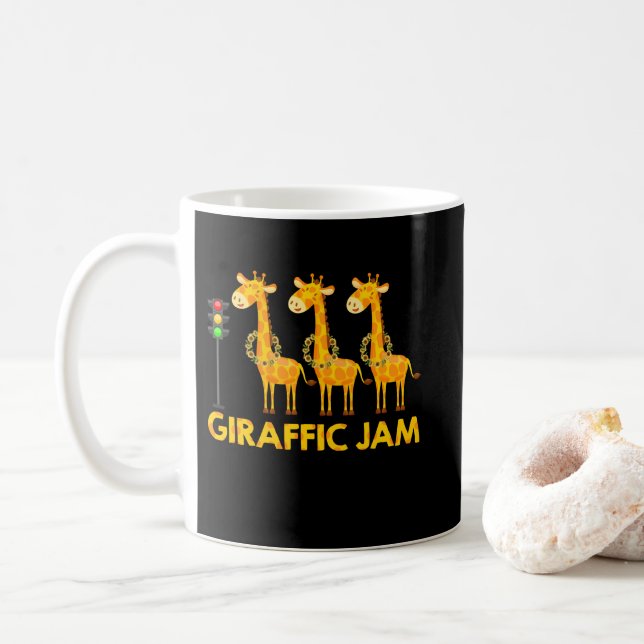 Giraffic Jam Cute Giraffe Traffic Light Coffee Mug (With Donut)