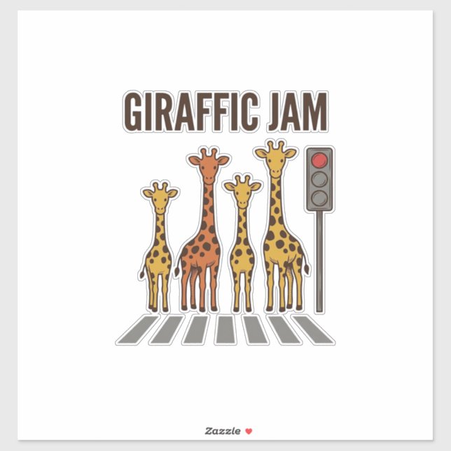 Giraffic Jam Funny Giraffe Crossing Vintage Vector (Sheet)