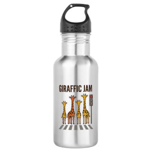 Giraffic Jam Funny Giraffe Crossing Vintage Vector 532 Ml Water Bottle