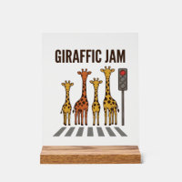 Giraffic Jam Funny Giraffe Crossing Vintage Vector