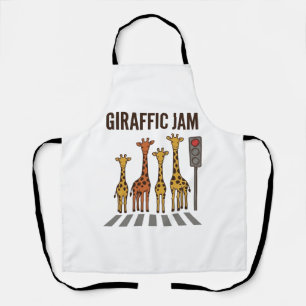 Giraffic Jam Funny Giraffe Crossing Vintage Vector Apron
