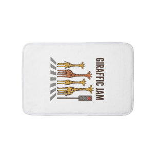 Giraffic Jam Funny Giraffe Crossing Vintage Vector Bath Mat