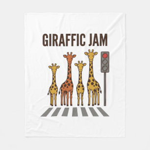 Giraffic Jam Funny Giraffe Crossing Vintage Vector Fleece Blanket