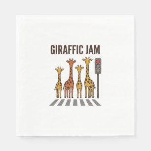 Giraffic Jam Funny Giraffe Crossing Vintage Vector Napkin