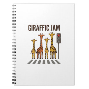 Giraffic Jam Funny Giraffe Crossing Vintage Vector Notebook