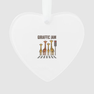 Giraffic Jam Funny Giraffe Crossing Vintage Vector Ornament