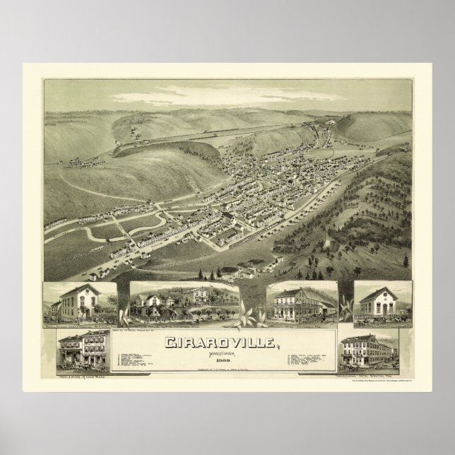 Girardville, PA Panoramic Map - 1889 Poster (Front)