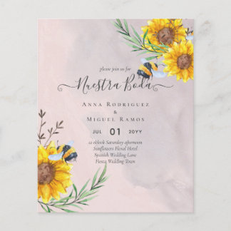 Girasoles de Invitación de Boda Económica Bilingüe