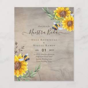Girasoles de Invitación de Boda Económica Bilingüe