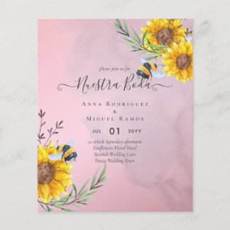 Girasoles de Invitación de Boda Económica Bilingüe