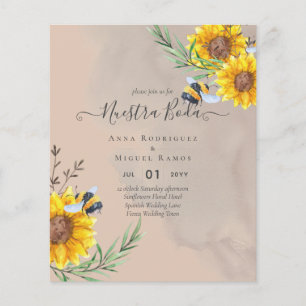 Girasoles de Invitación de Boda Económica Bilingüe Flyer