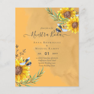 Girasoles de Invitación de Boda Económica Bilingüe Flyer