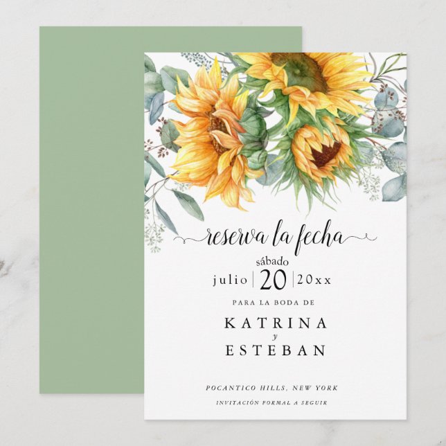 Girasoles de otoño rústicos save the date (Front/Back)