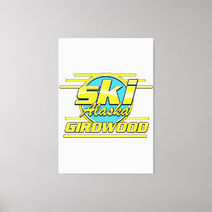 Girdwood Alaska 80s ski logo Canvas Print
