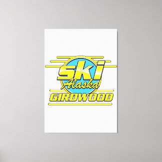 Girdwood Alaska 80s ski logo Canvas Print