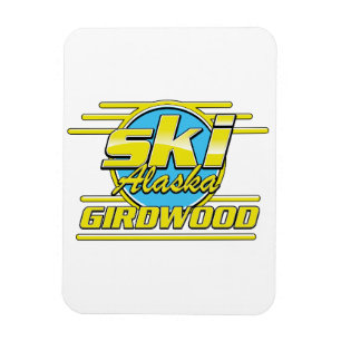 Girdwood Alaska 80s ski logo Magnet