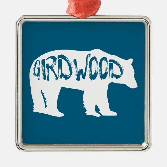 Girdwood Alaska Bear Metal Tree Decoration (Front)