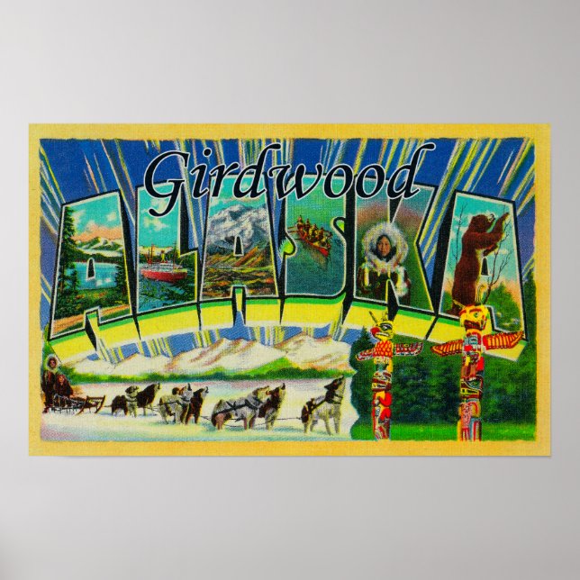 Girdwood, Alaska - Large Letter Scenes Poster (Front)