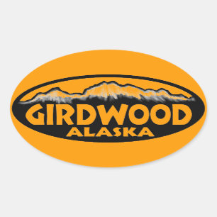 Girdwood Alaska orange oval stickers