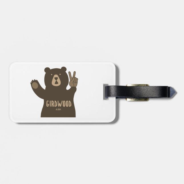 Girdwood Alaska Peace Bear Luggage Tag (Back Horizontal)