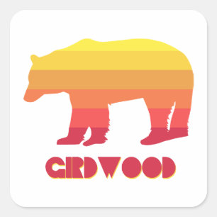 Girdwood Alaska Rainbow Bear Square Sticker