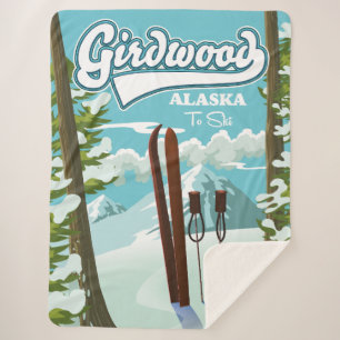 Girdwood Alaska to ski Magnet Sherpa Blanket