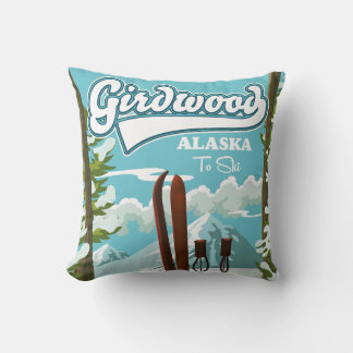 Girdwood Alaska to ski Wood Wall Art Cushion